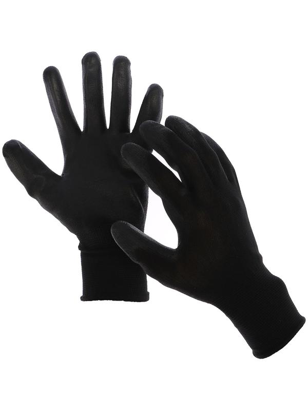 Перчатки нейлоновые, с латексной пропиткой, размер 10, чёрные