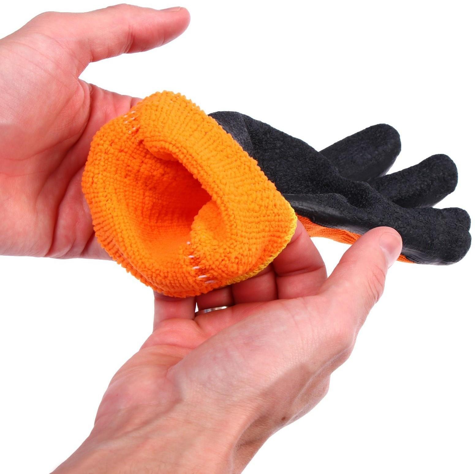 Перчатки нейлоновые, с латексным обливом, утеплённые, размер 10, МИКС