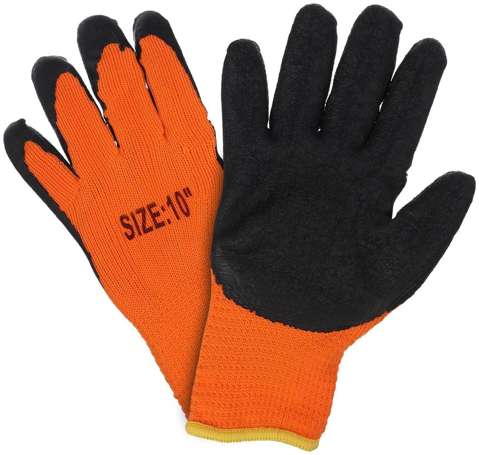 Перчатки нейлоновые, с латексным обливом, утеплённые, размер 10, МИКС