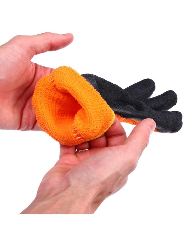 Перчатки нейлоновые, с латексным обливом, утеплённые, размер 10, МИКС