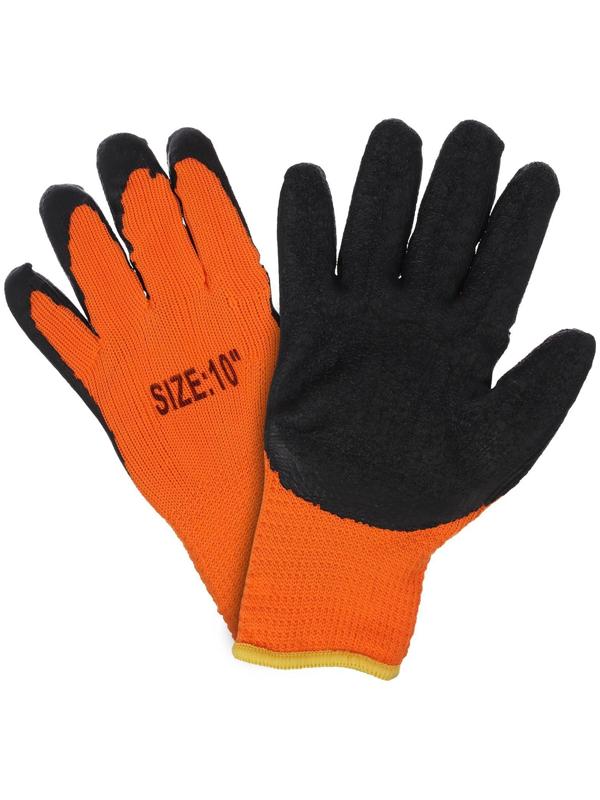 Перчатки нейлоновые, с латексным обливом, утеплённые, размер 10, МИКС