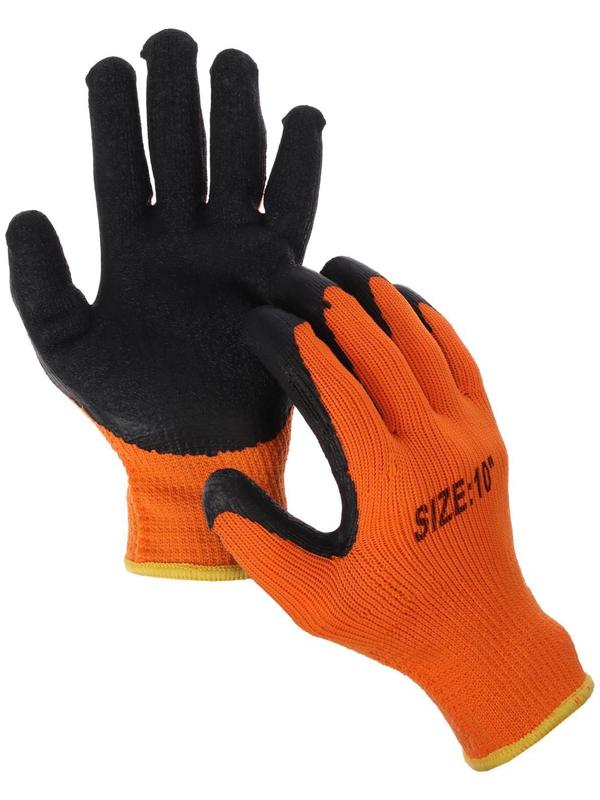 Перчатки нейлоновые, с латексным обливом, утеплённые, размер 10, МИКС