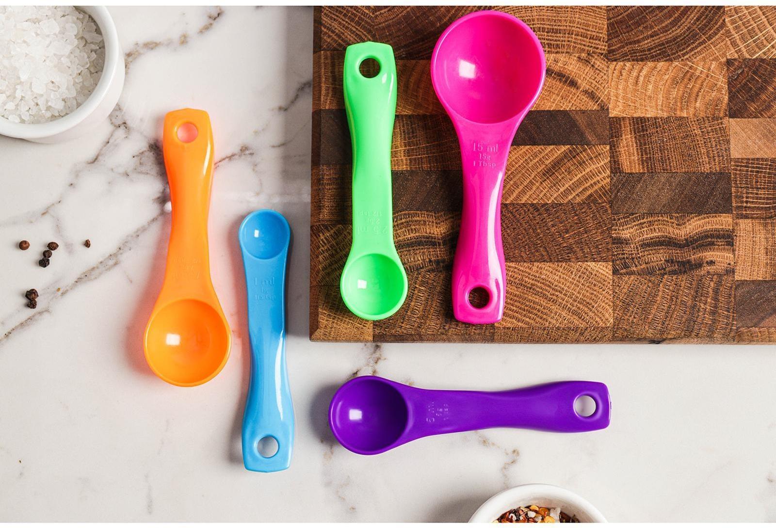 Набор мерных ложек Доляна «Креатив», 5 шт: 1 мл, 2,5 мл, 5 мл, 7,5 мл, 15 мл, цвет МИКС