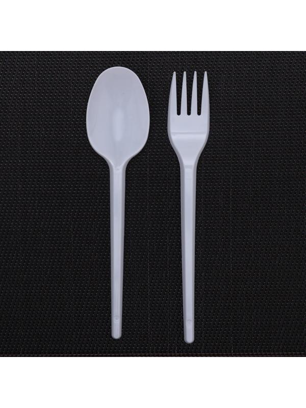 Набор одноразовых приборов «Мини», 3 предмета: вилка, столовая ложка, салфетка, цвет белый