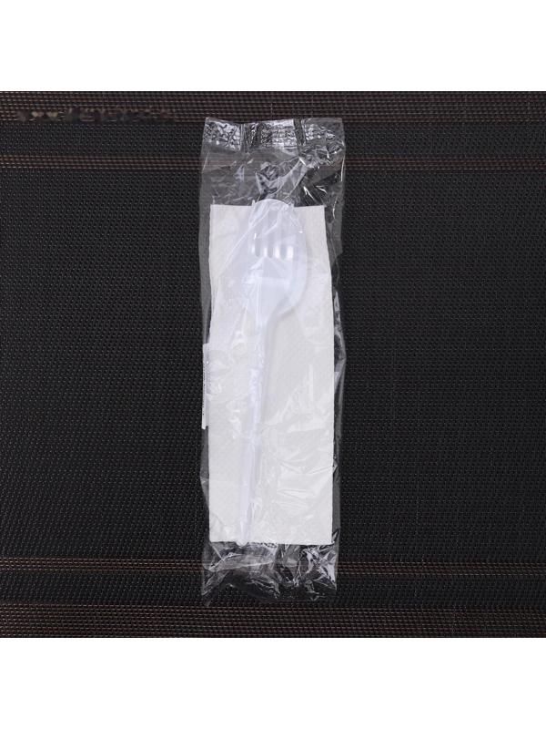 Набор одноразовых приборов «Мини», 3 предмета: вилка, столовая ложка, салфетка, цвет белый