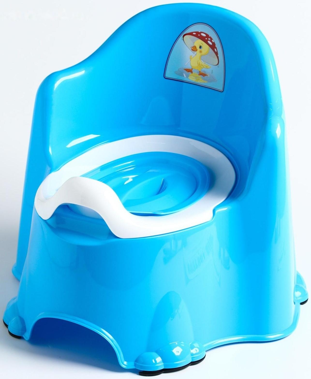 Горшок детский антискользящий «Комфорт» с крышкой, съёмная чаша, цвет голубой