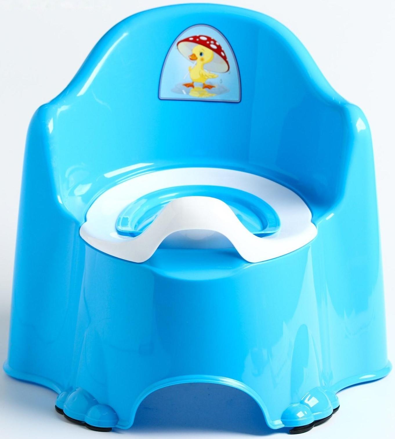 Горшок детский антискользящий «Комфорт» с крышкой, съёмная чаша, цвет голубой
