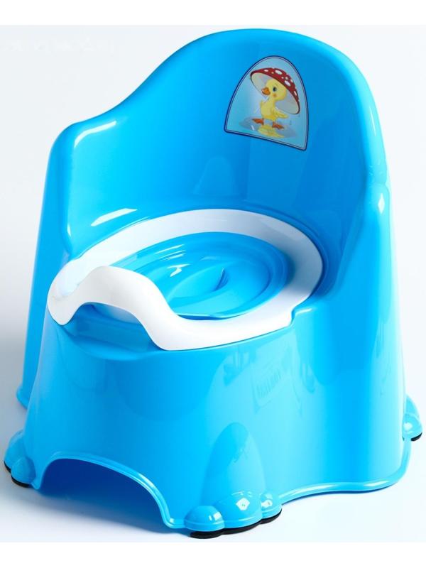 Горшок детский антискользящий «Комфорт» с крышкой, съёмная чаша, цвет голубой