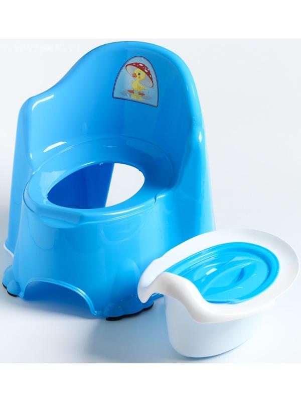 Горшок детский антискользящий «Комфорт» с крышкой, съёмная чаша, цвет голубой