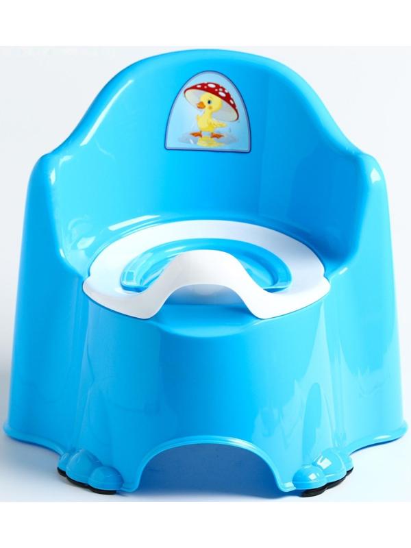 Горшок детский антискользящий «Комфорт» с крышкой, съёмная чаша, цвет голубой