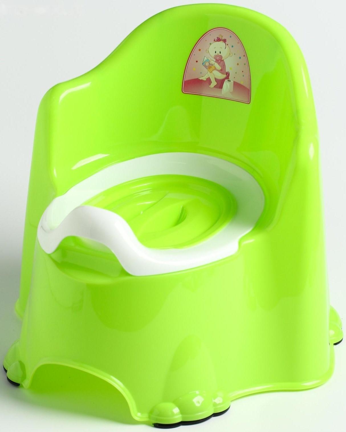 Горшок детский антискользящий «Комфорт» с крышкой, съёмная чаша, цвет салатовый
