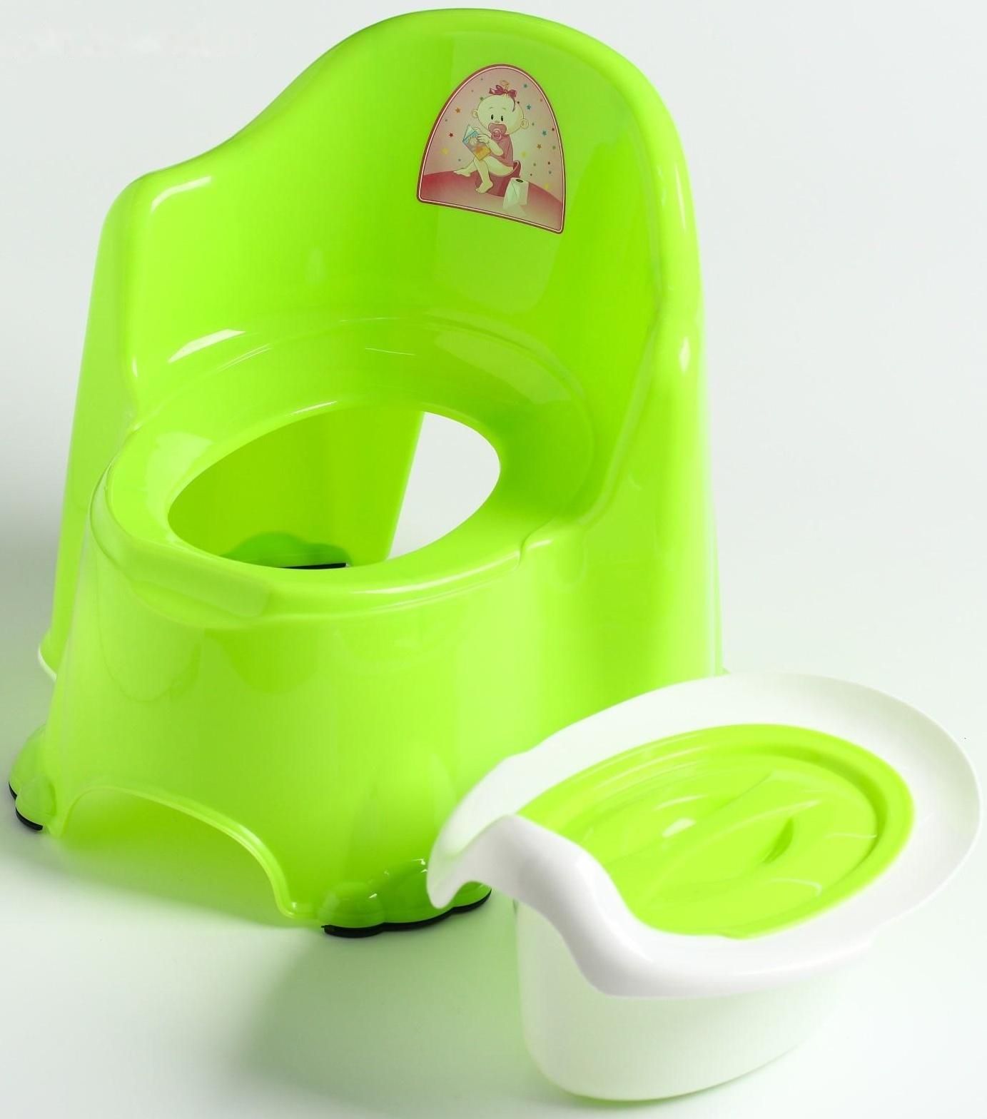 Горшок детский антискользящий «Комфорт» с крышкой, съёмная чаша, цвет салатовый