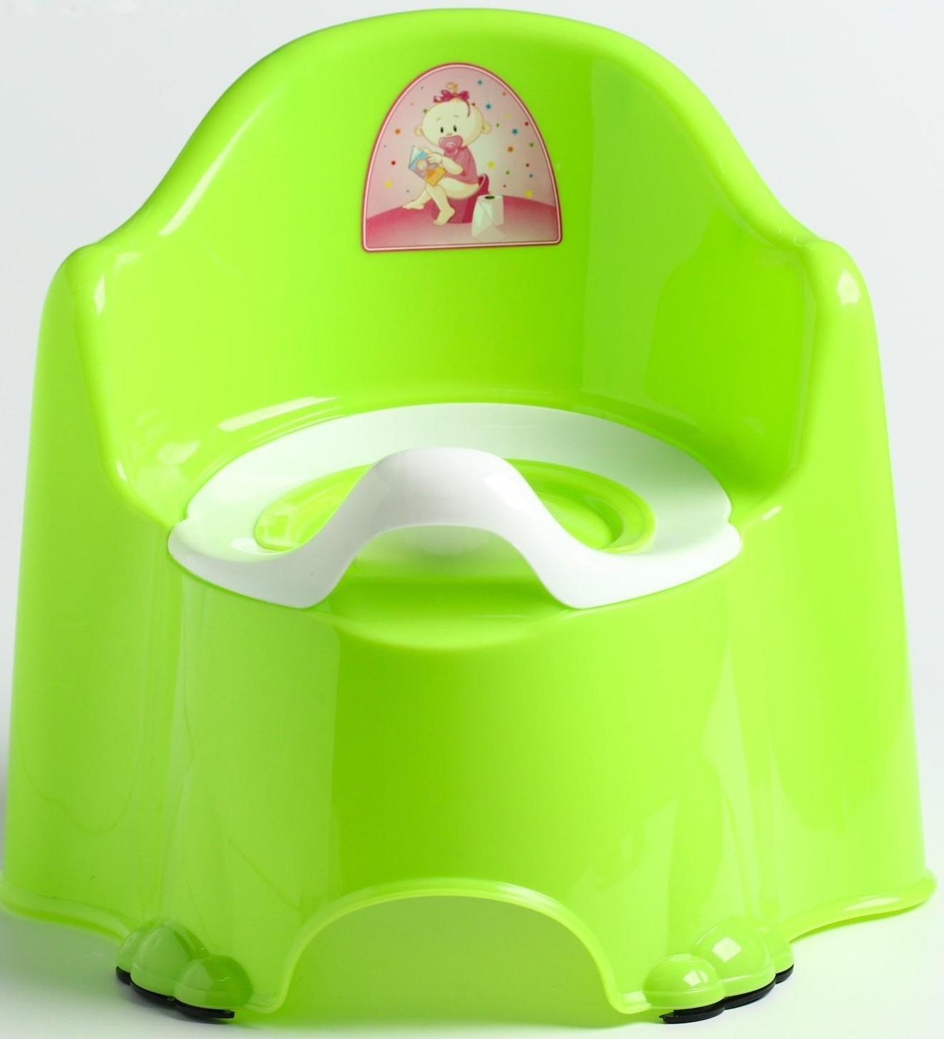 Горшок детский антискользящий «Комфорт» с крышкой, съёмная чаша, цвет салатовый
