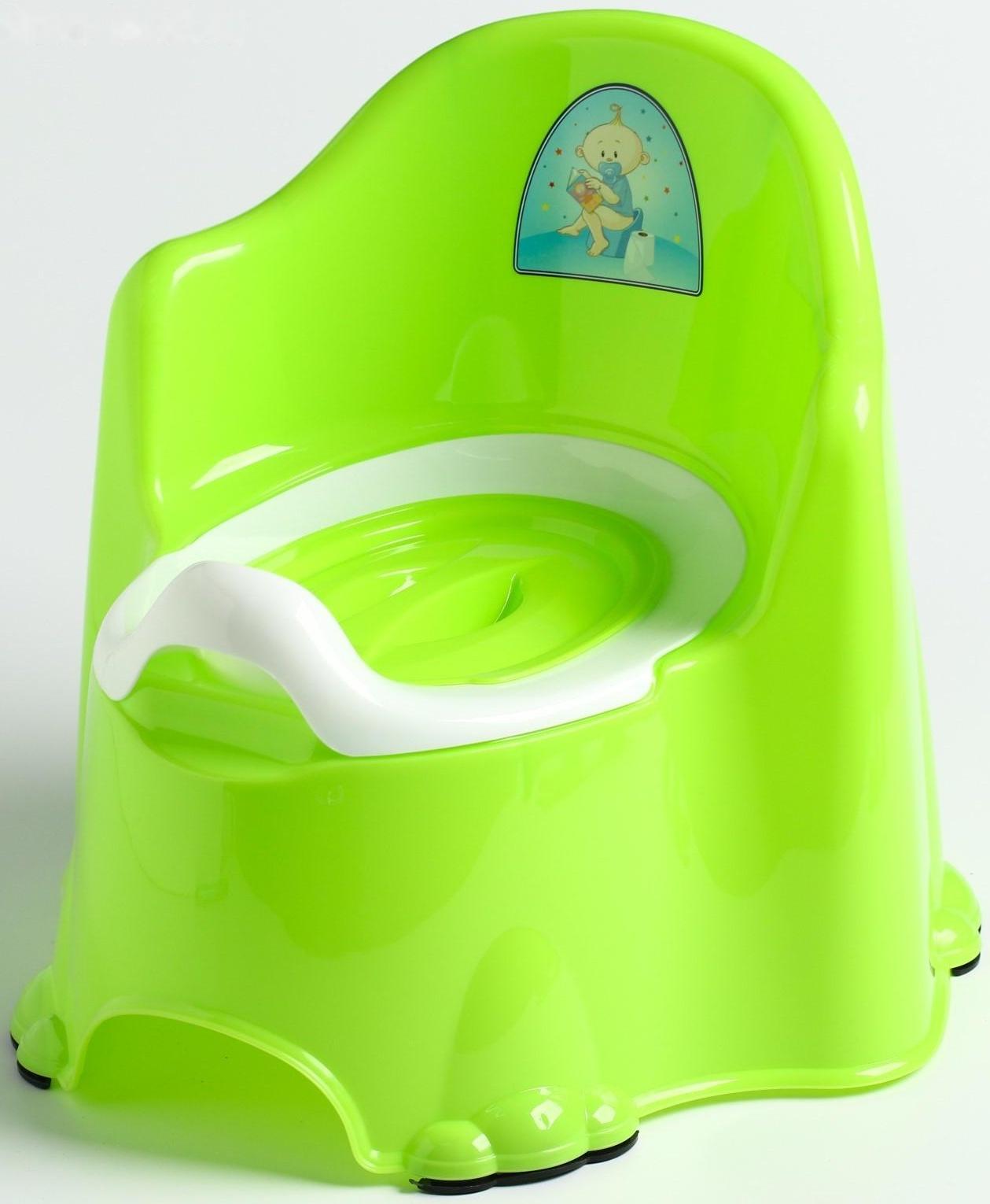 Горшок детский антискользящий «Комфорт» с крышкой, съёмная чаша, цвет салатовый