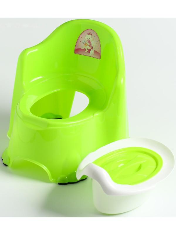 Горшок детский антискользящий «Комфорт» с крышкой, съёмная чаша, цвет салатовый