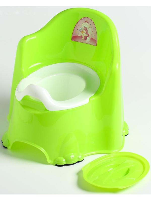 Горшок детский антискользящий «Комфорт» с крышкой, съёмная чаша, цвет салатовый