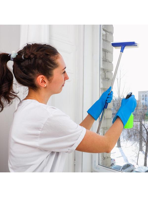 Окномойка с телескопической стальной ручкой и сгоном Доляна, 20×8×46(76) см, поролон