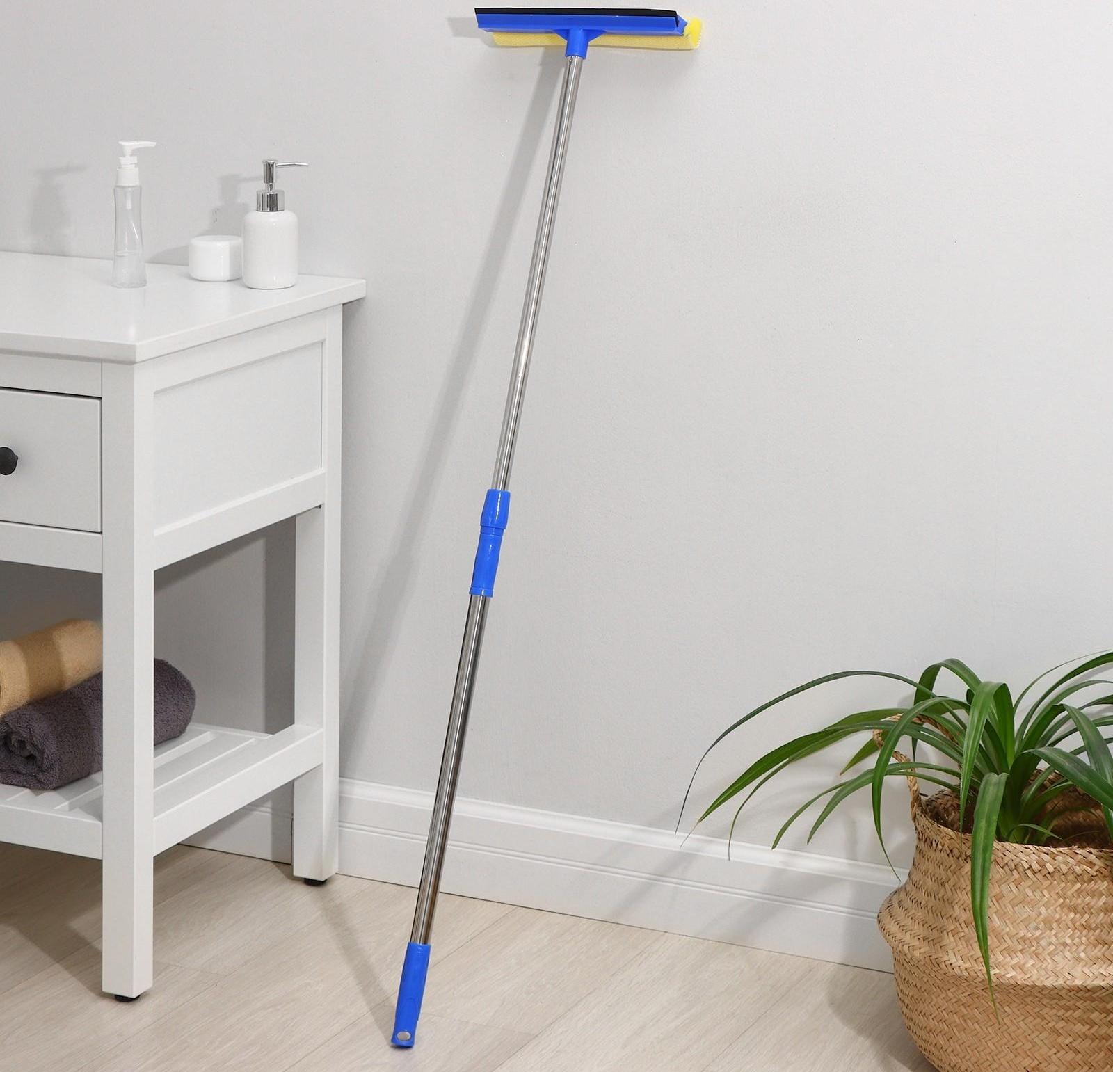 Окномойка с телескопической стальной ручкой и сгоном Доляна, 25×7×77(108) см, поролон