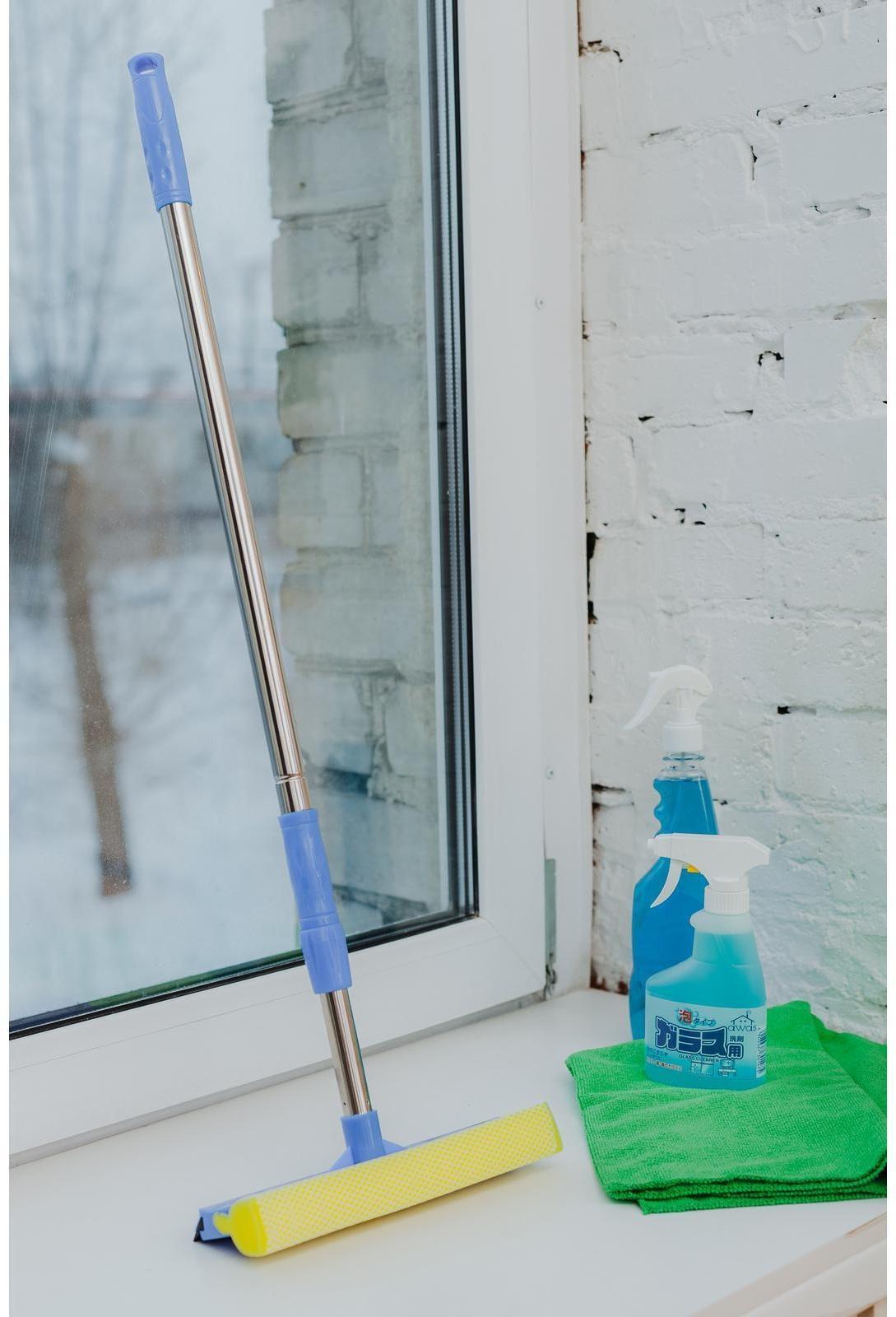 Окномойка с телескопической стальной ручкой и сгоном Доляна, 25×7×77(108) см, поролон