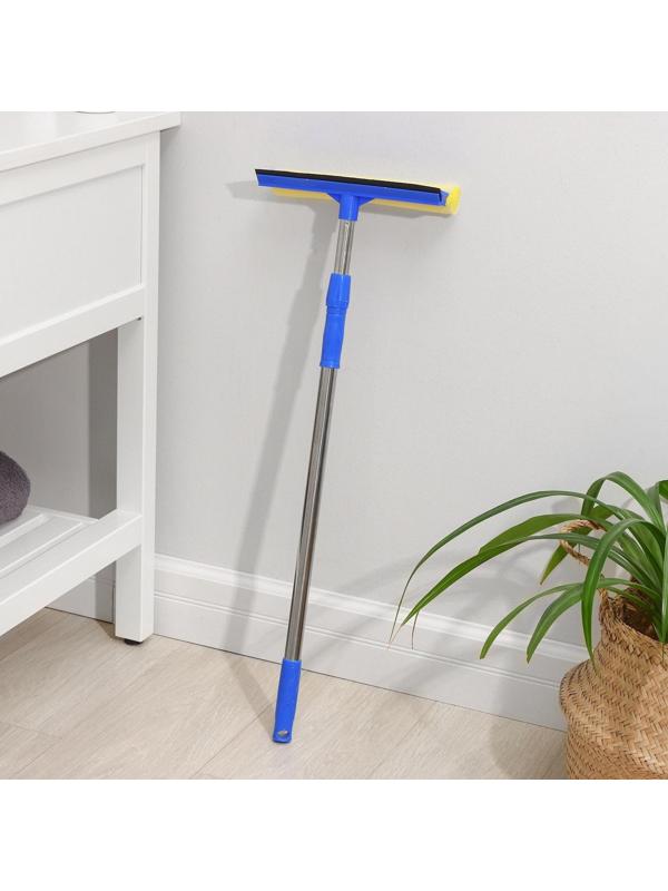 Окномойка с телескопической стальной ручкой и сгоном Доляна, 25×7×77(108) см, поролон