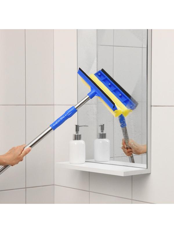 Окномойка с телескопической стальной ручкой и сгоном Доляна, 25×7×77(108) см, поролон