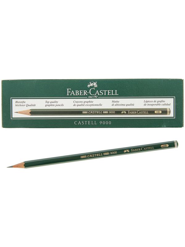 Карандаш художественный чёрнографитный Faber-Castel CASTELL® 9000 профессиональные HB зелёный