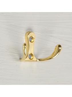 Крючок мебельный KM206GP, двухрожковый, цвет золото