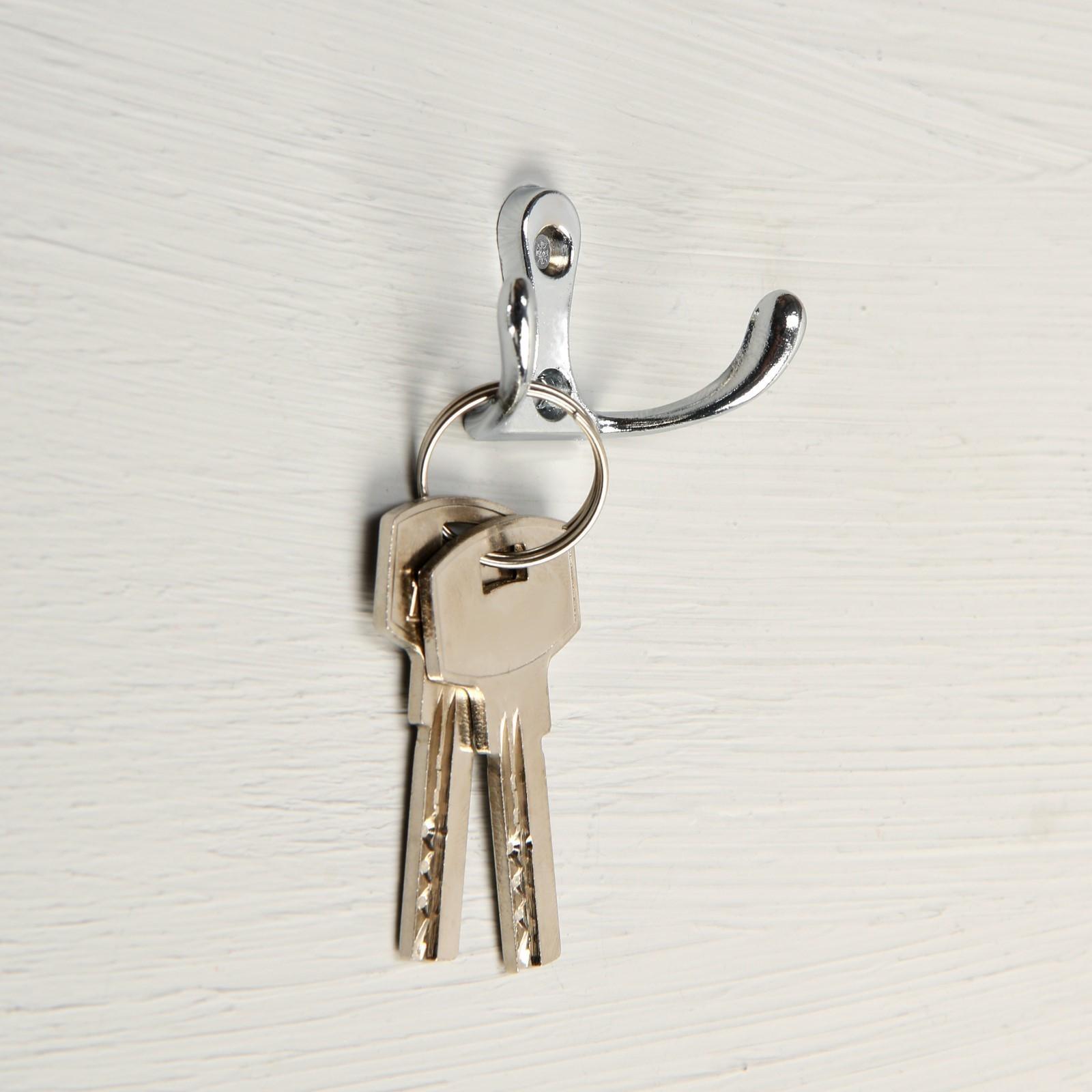 Крючок мебельный KM206CP, двухрожковый, цвет хром