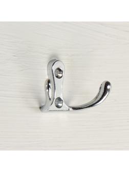 Крючок мебельный KM206CP, двухрожковый, цвет хром