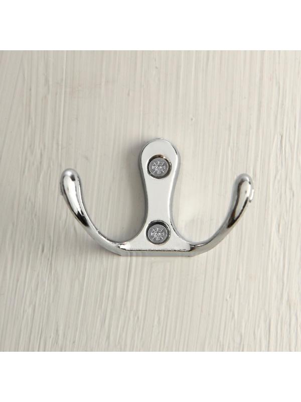 Крючок мебельный KM206CP, двухрожковый, цвет хром