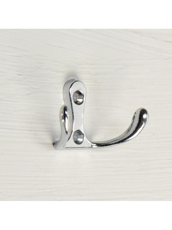 Крючок мебельный KM206CP, двухрожковый, цвет хром