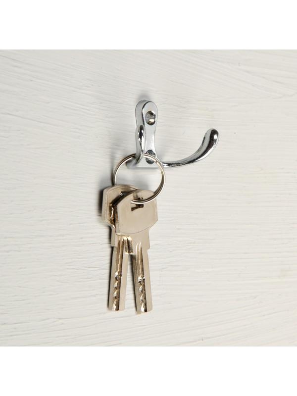 Крючок мебельный KM206CP, двухрожковый, цвет хром