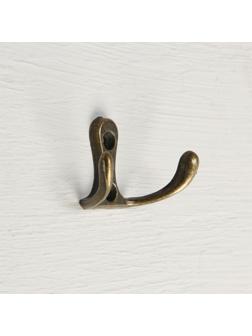 Крючок мебельный KM206AB, двухрожковый, цвет бронза