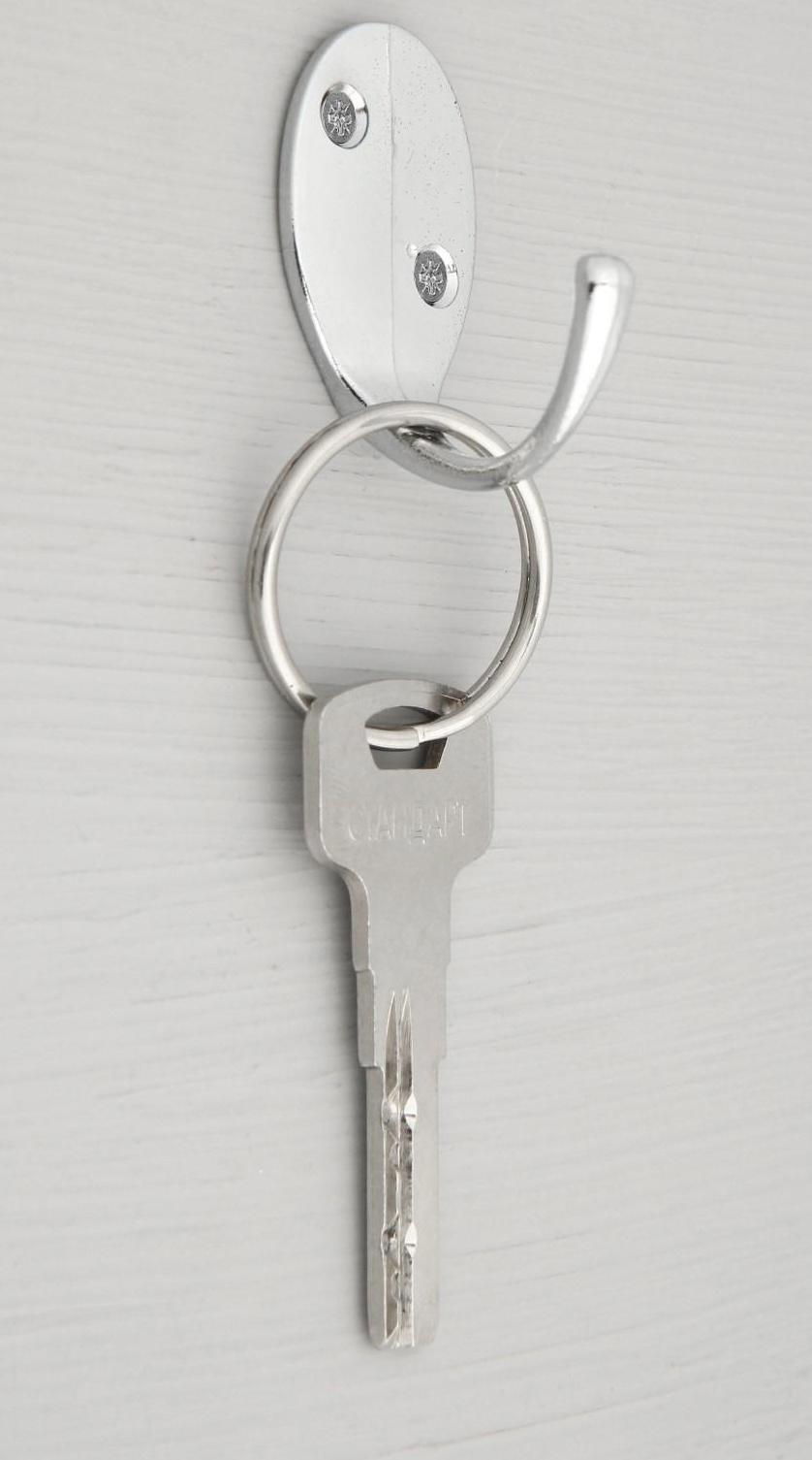 Крючок мебельный ТУНДРА KM1002CP, однорожковый, цвет хром