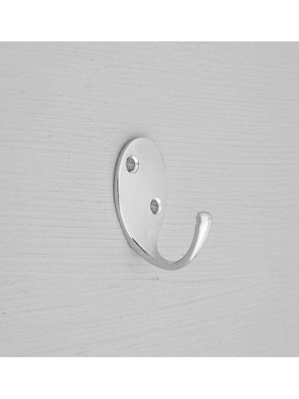 Крючок мебельный ТУНДРА KM1002CP, однорожковый, цвет хром