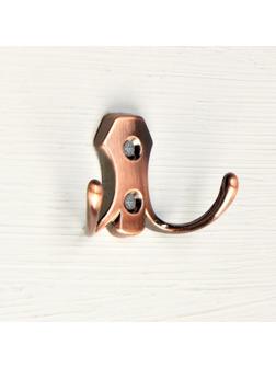 Крючок мебельный ТУНДРА KM201AC, двухрожковый, цвет медь