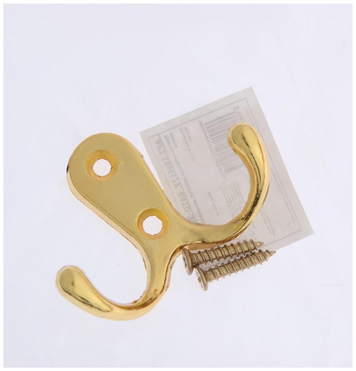 Крючок мебельный KM207GP, двухрожковый, цвет золото
