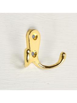 Крючок мебельный KM207GP, двухрожковый, цвет золото