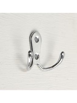Крючок мебельный KM207CP, двухрожковый, цвет хром