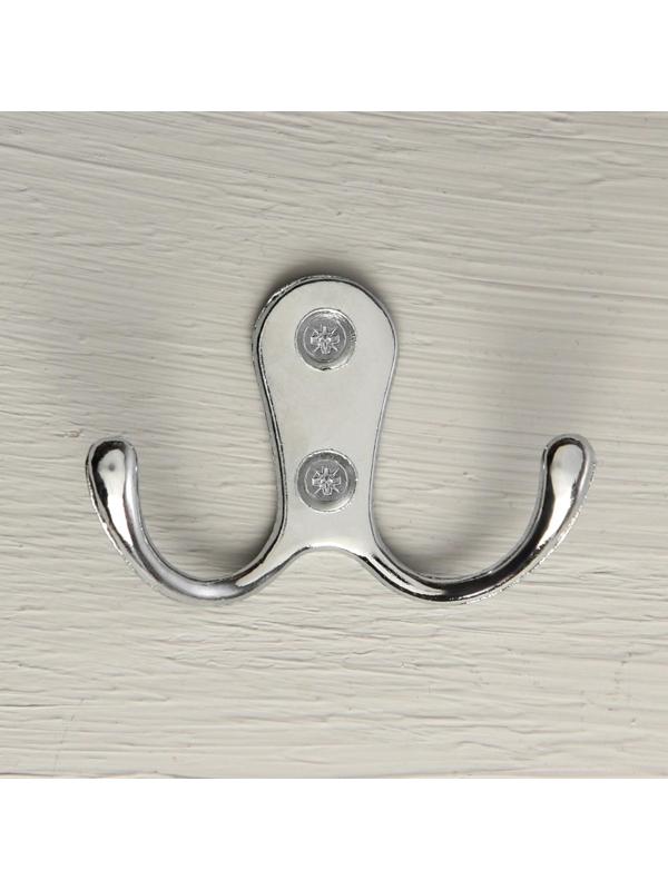 Крючок мебельный KM207CP, двухрожковый, цвет хром