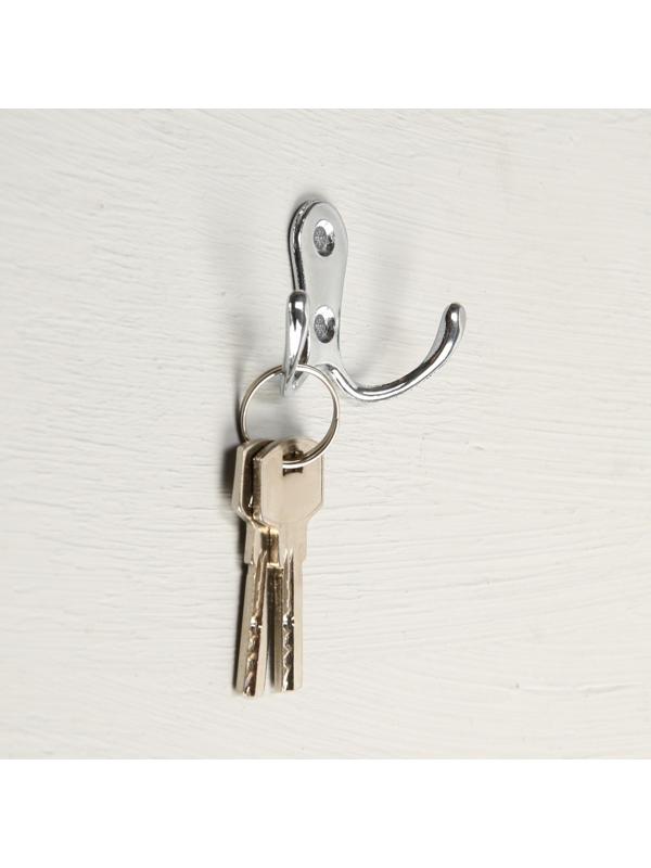 Крючок мебельный KM207CP, двухрожковый, цвет хром