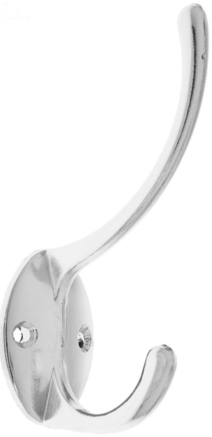 Крючок мебельный KM208CP, двухрожковый, цвет хром