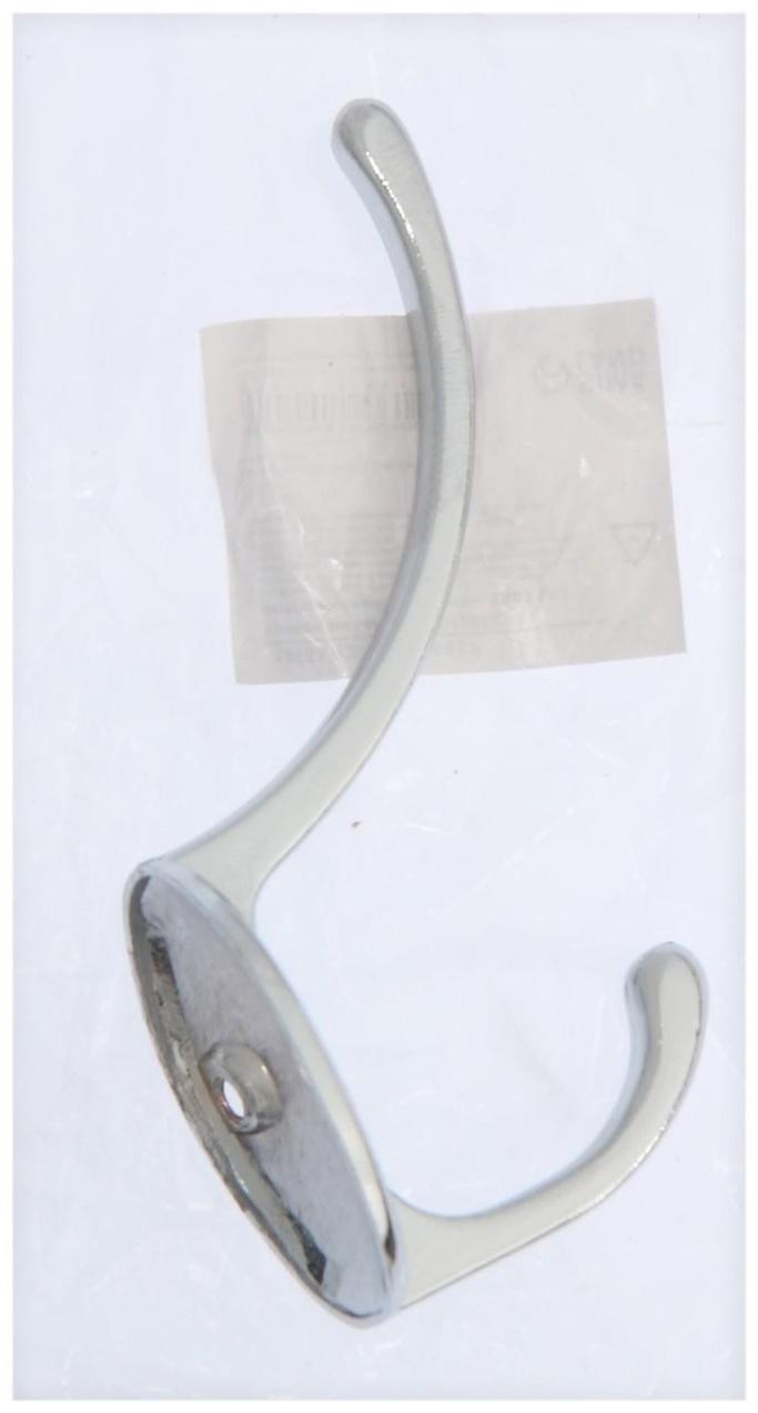 Крючок мебельный KM208CP, двухрожковый, цвет хром