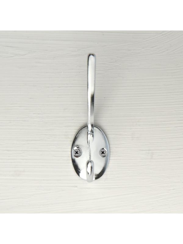 Крючок мебельный KM208CP, двухрожковый, цвет хром