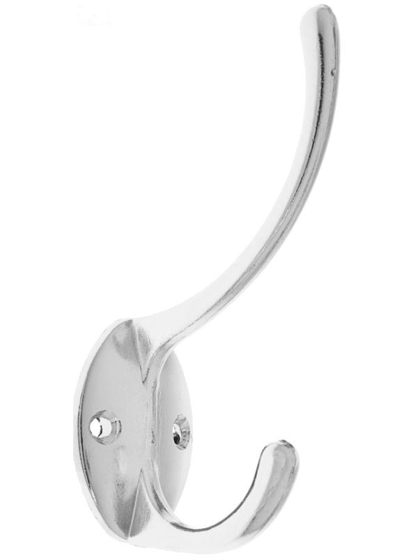 Крючок мебельный KM208CP, двухрожковый, цвет хром