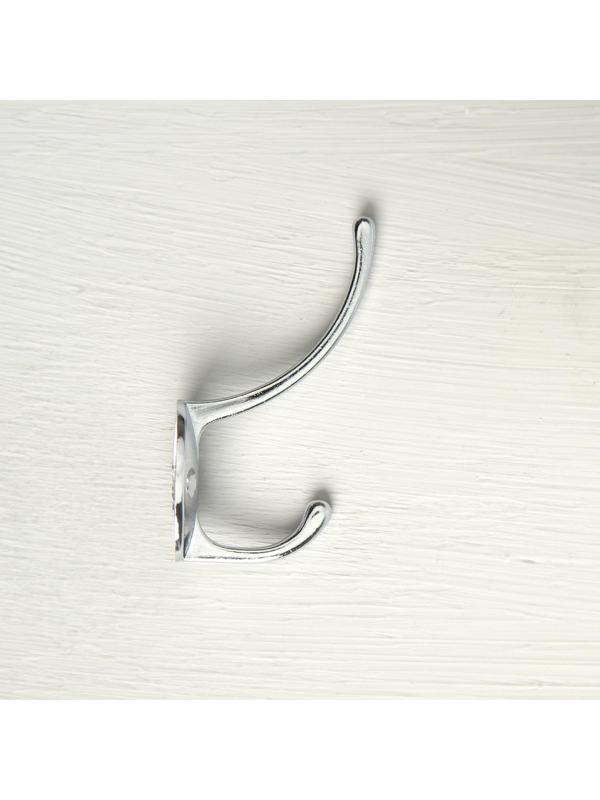 Крючок мебельный KM208CP, двухрожковый, цвет хром