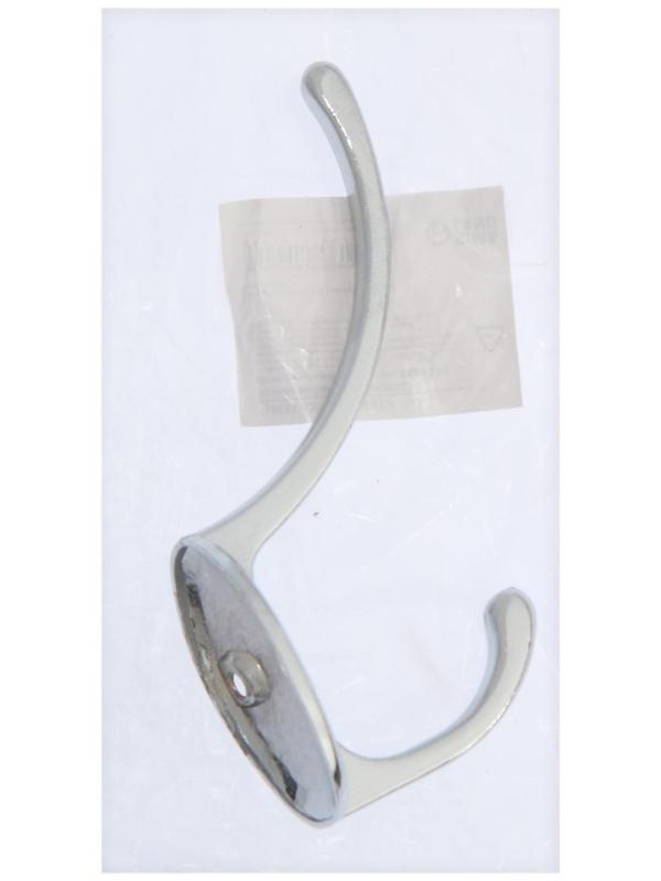 Крючок мебельный KM208CP, двухрожковый, цвет хром