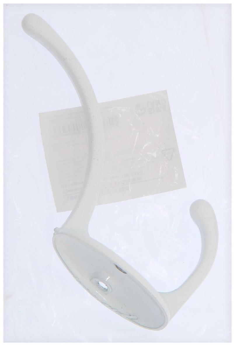 Крючок мебельный KM208WW, двухрожковый, белый