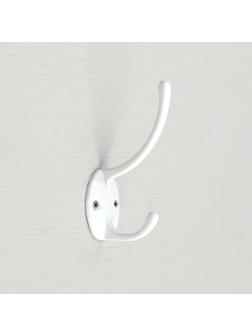 Крючок мебельный KM208WW, двухрожковый, белый
