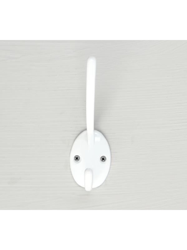 Крючок мебельный KM208WW, двухрожковый, белый